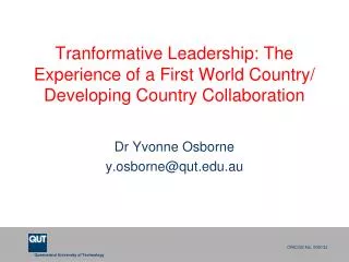 Dr Yvonne Osborne y.osborne@qut.au