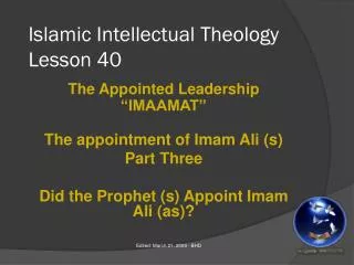 Islamic Intellectual Theology Lesson 40