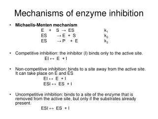Mechanisms of enzyme inhibition