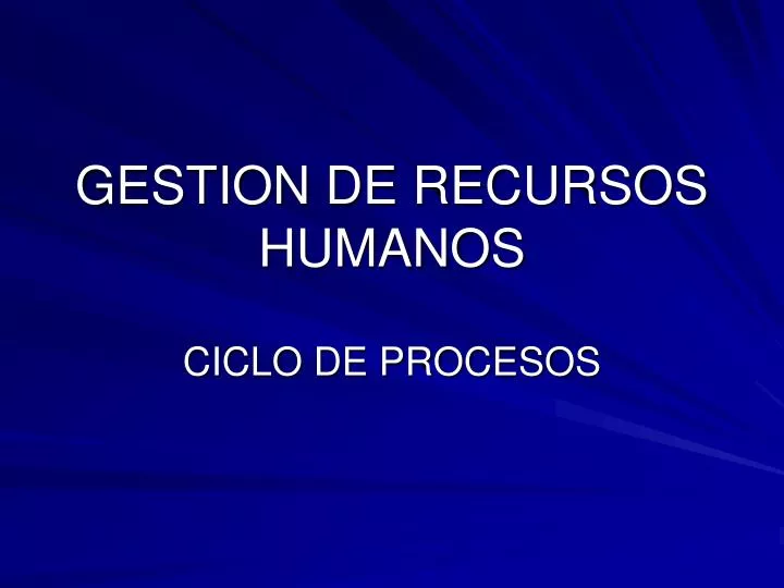 gestion de recursos humanos