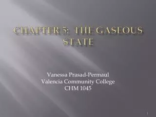 Chapter 5: the Gaseous state