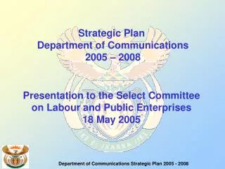 Department of Communications Strategic Plan 2005 - 2008