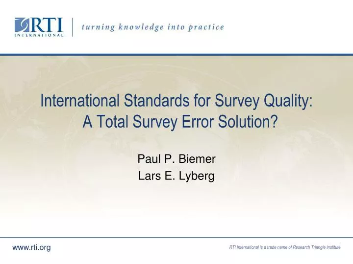 international standards for survey quality a total survey error solution
