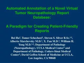 Automated Annotation of a Novel Virtual Tumor Neuropathology Report Database: