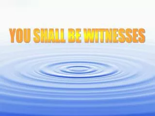 YOU SHALL BE WITNESSES