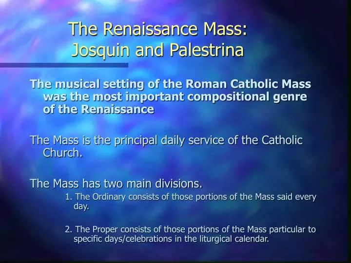 the renaissance mass josquin and palestrina