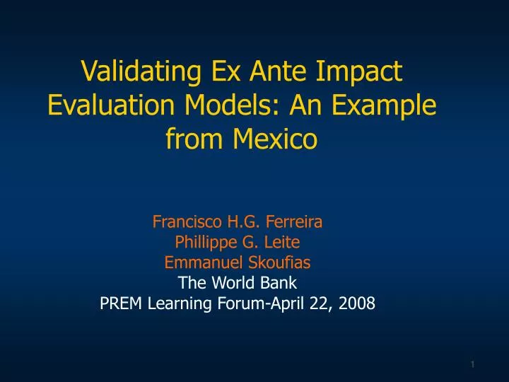 validating ex ante impact evaluation models an example from mexico