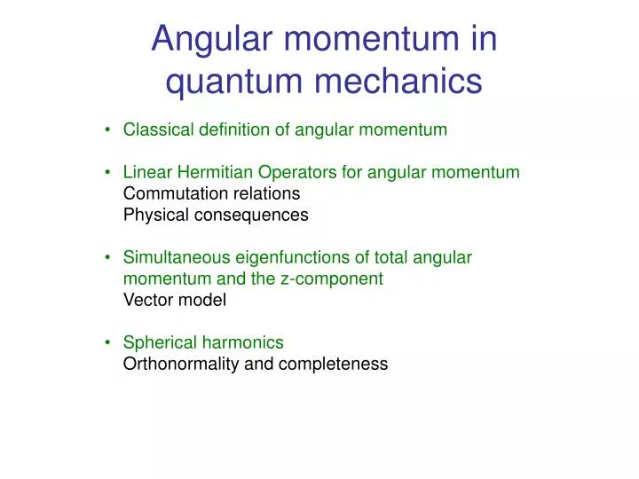 angular momentum in quantum mechanics