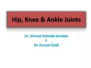 Hip, Knee &amp; Ankle Joints