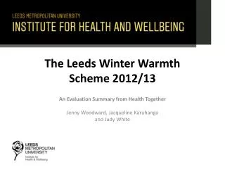 The Leeds Winter Warmth Scheme 2012/13