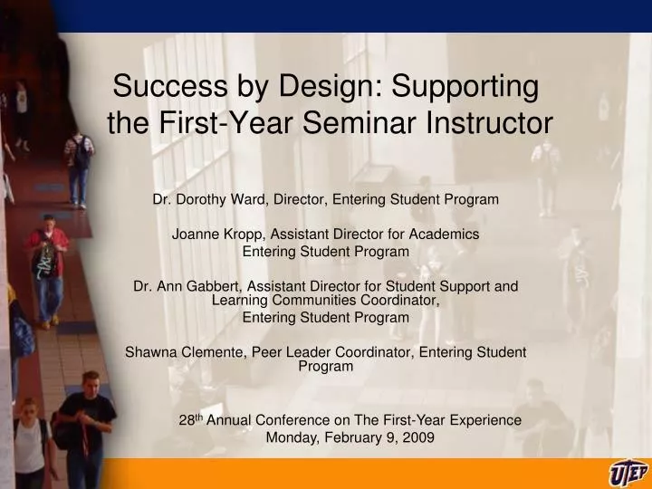 success by design supporting the first year seminar instructor
