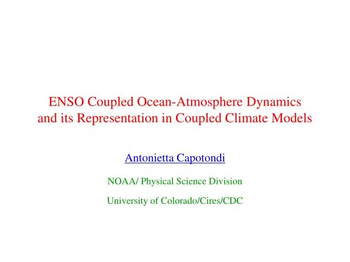 enso coupled ocean atmosphere dynamics and its representation in coupled climate models