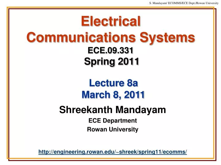 electrical communications systems ece 09 331 spring 2011