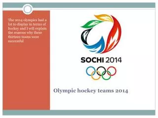 Olympic hockey teams 2014