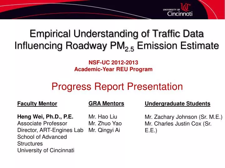 empirical understanding of traffic data influencing roadway pm 2 5 emission estimate