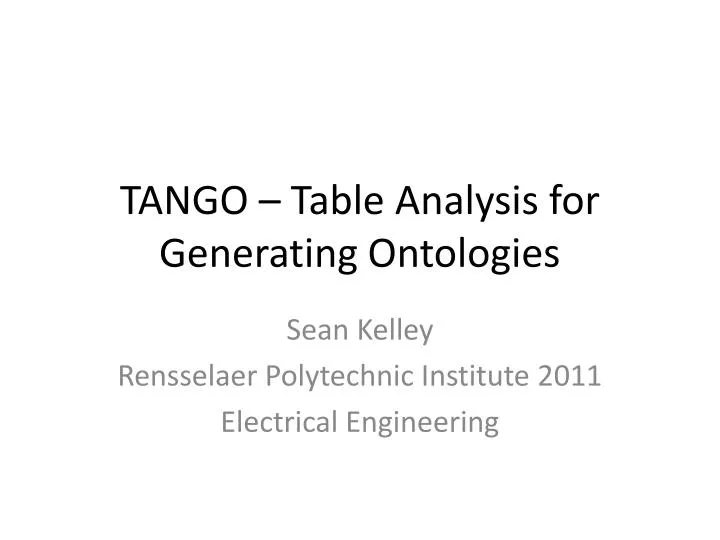 tango table analysis for generating ontologies