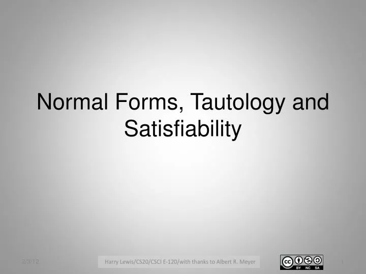 normal forms tautology and satisfiability