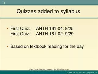 Quizzes added to syllabus