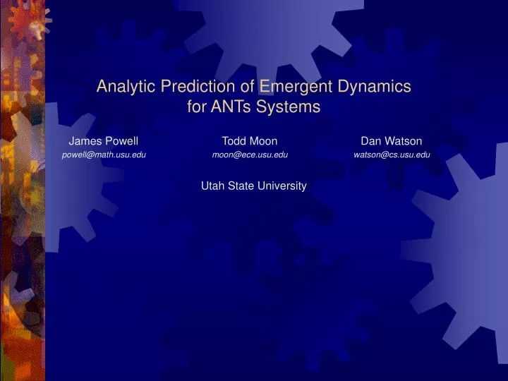 analytic prediction of emergent dynamics for ants systems