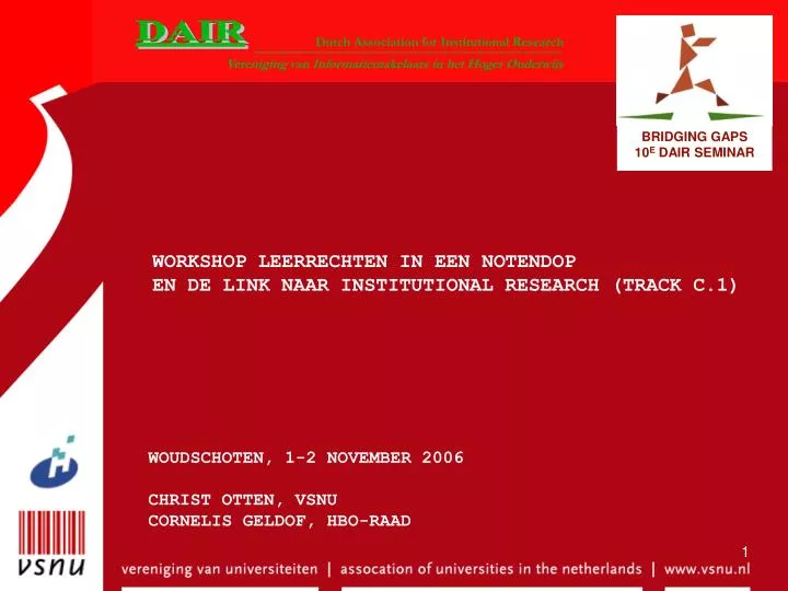 workshop leerrechten in een notendop en de link naar institutional research track c 1