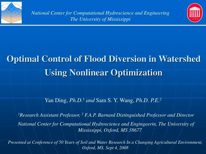 optimal control of flood diversion in watershed using nonlinear optimization
