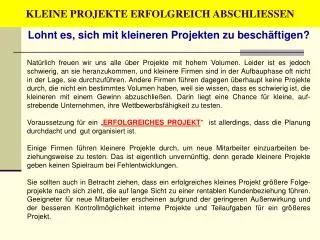kleine projekte erfolgreich abschliessen