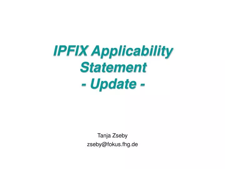ipfix applicability statement update
