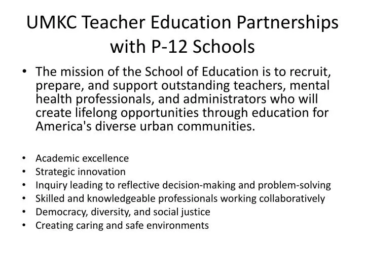 umkc teacher education partnerships with p 12 schools