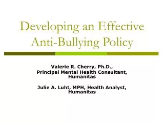Developing an Effective Anti-Bullying Policy
