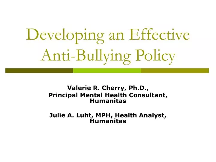 developing an effective anti bullying policy