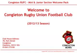 Welcome to Congleton Rugby Union Football Club (2012/13 Season)