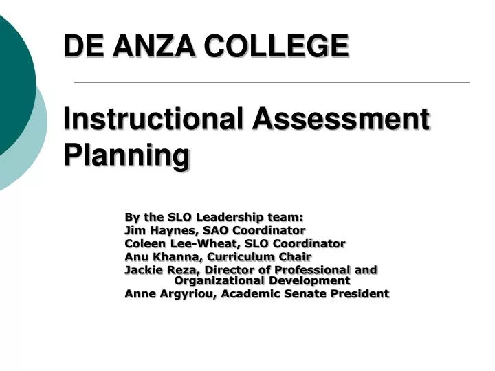 de anza college instructional assessment planning