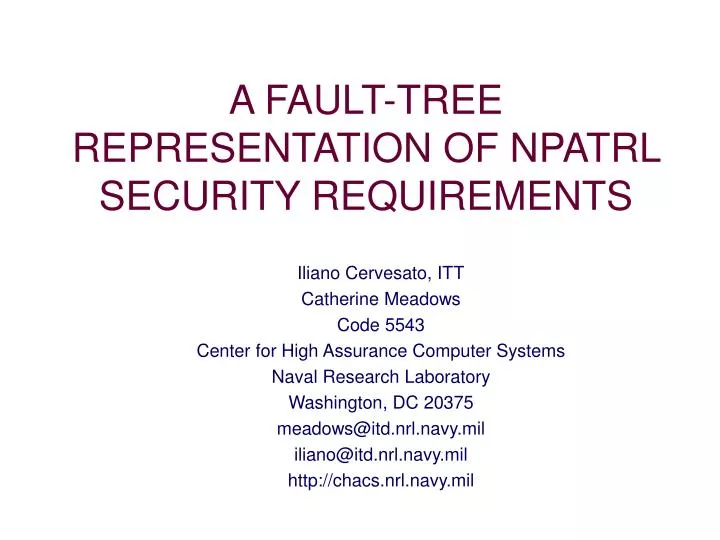 a fault tree representation of npatrl security requirements