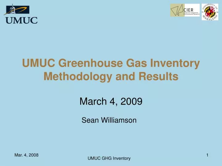 umuc greenhouse gas inventory methodology and results
