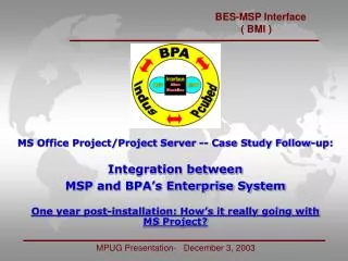MS Office Project/Project Server -- Case Study Follow-up: Integration between