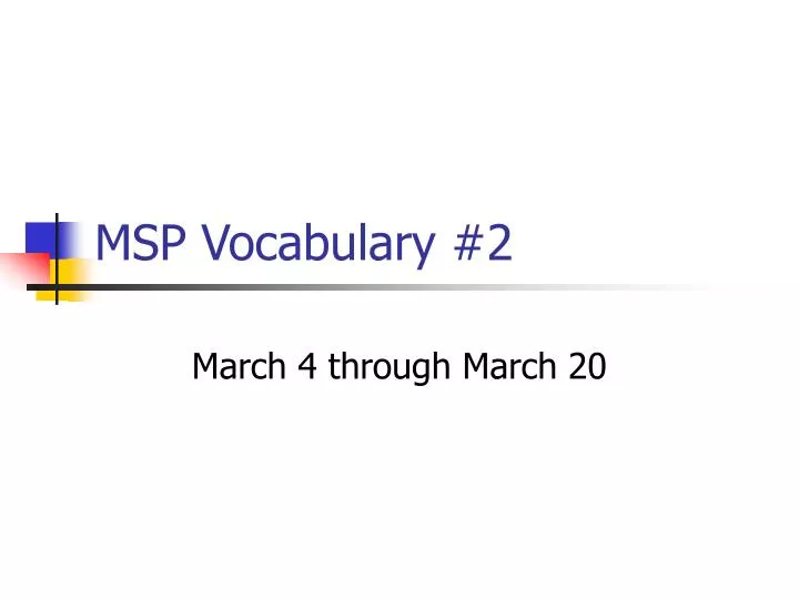 msp vocabulary 2