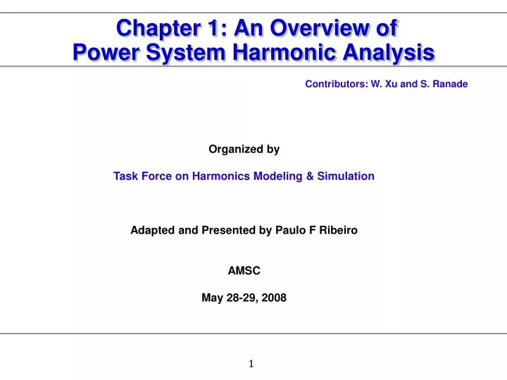 chapter 1 an overview of power system harmonic analysis