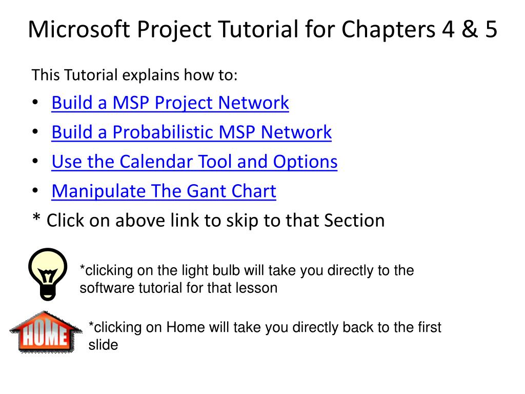 PPT - Microsoft Project Tutorial for Chapters 4 & 5 PowerPoint ...