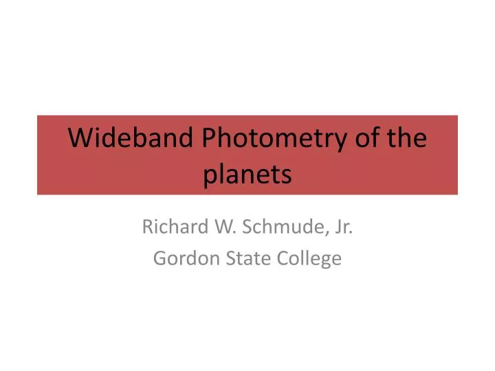 wideband photometry of the planets