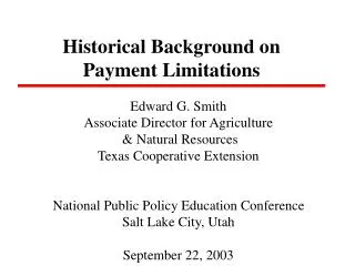 Historical Background on Payment Limitations