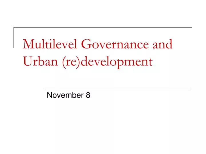multilevel governance and urban re development