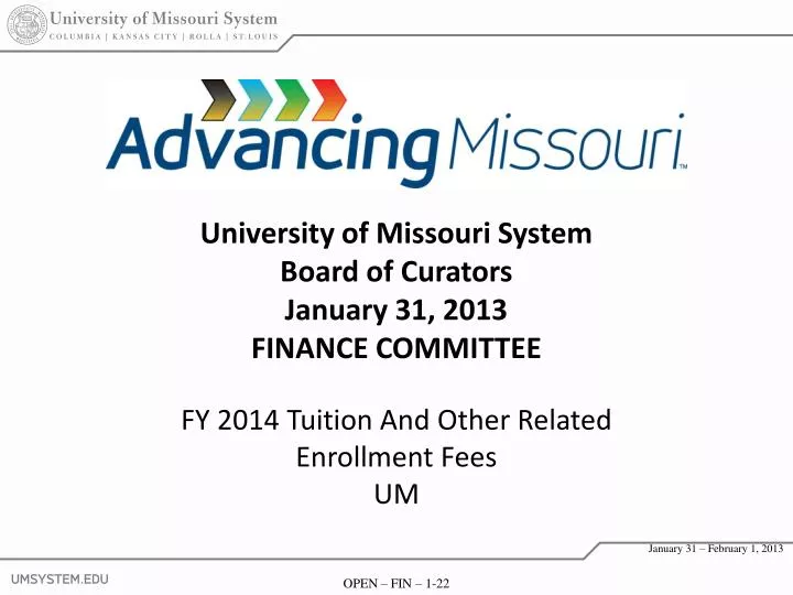 university of missouri system board of curators january 31 2013 finance committee