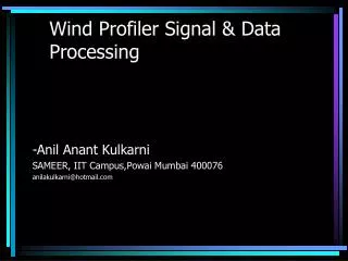 Wind Profiler Signal &amp; Data Processing