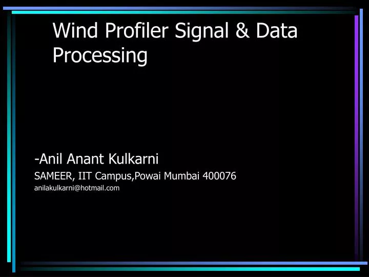 wind profiler signal data processing