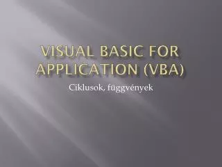 visual basic for application vba