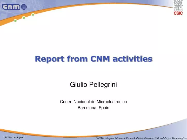 report from cnm activities
