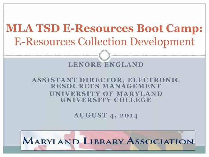 mla tsd e resources boot camp e resources collection development