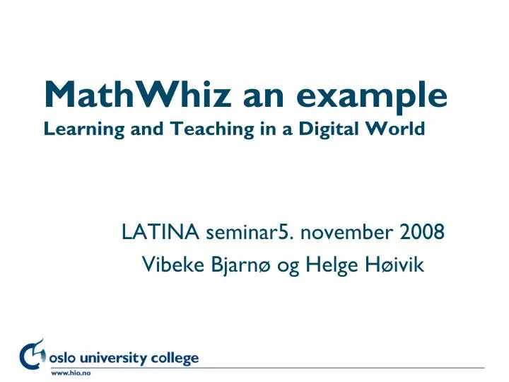mathwhiz an example learning and teaching in a digital world