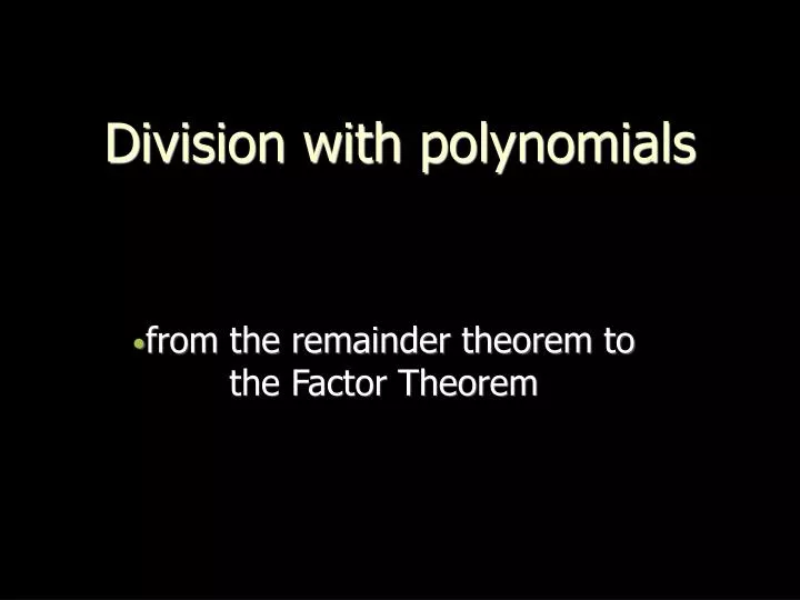 division with polynomials