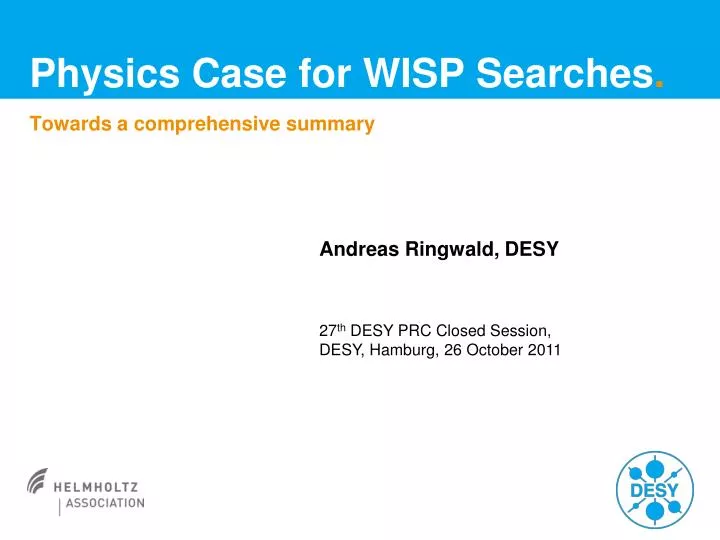 physics case for wisp searches